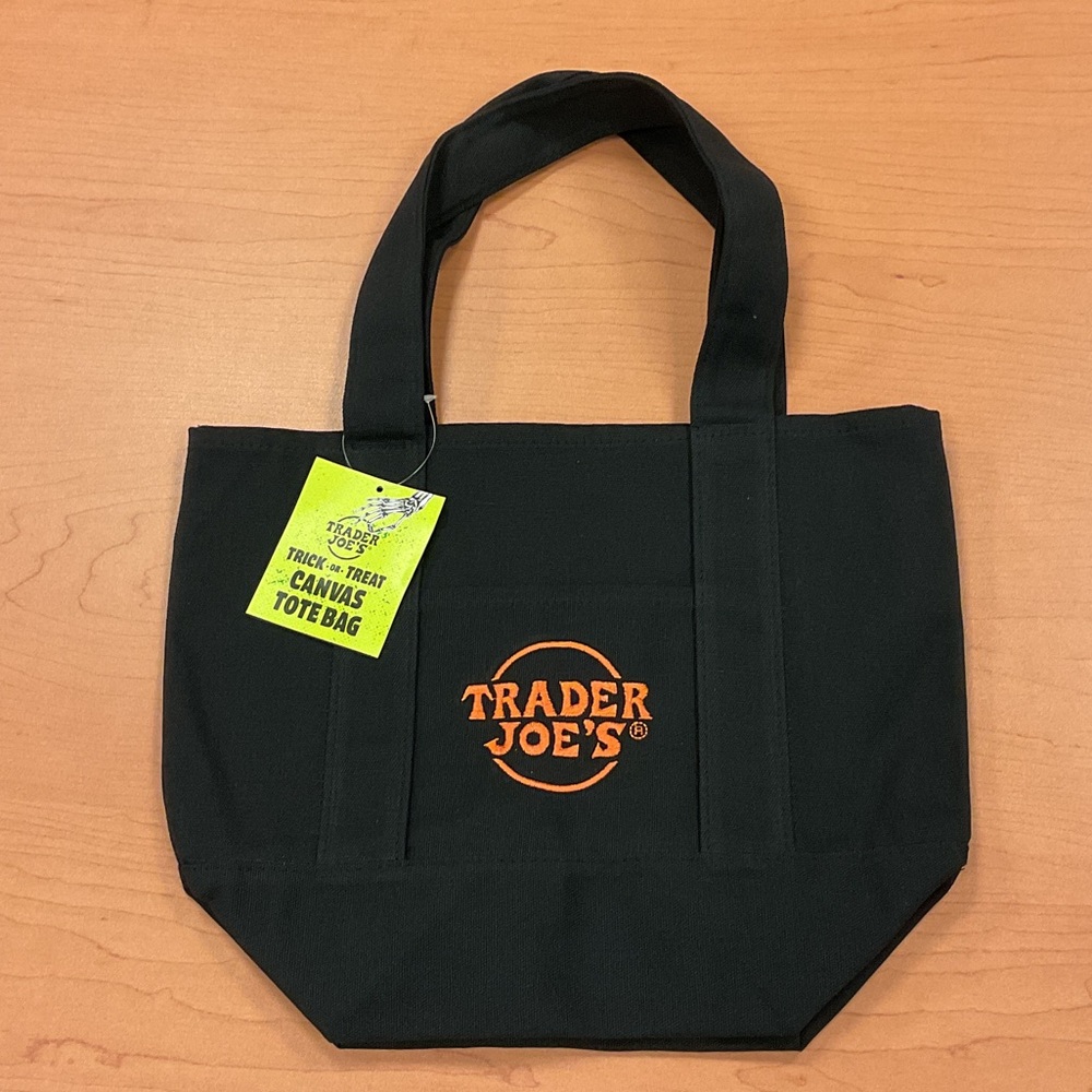 Trader Joe's Black Mini Tote Bag with Orange Logo